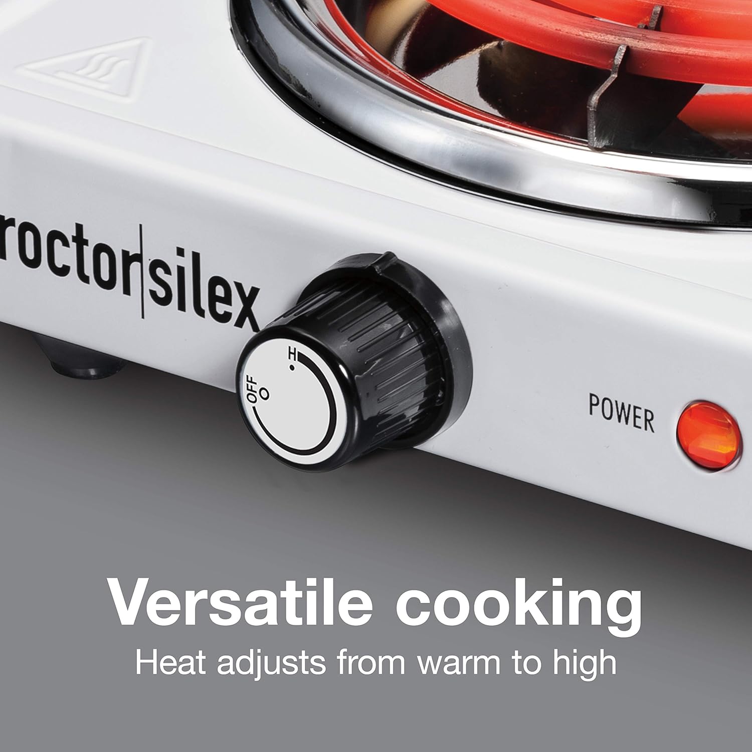 Proctor Silex Electric Stove, Single Burner Cooktop, Compact and Portable, Adjustable Temperature Hot Plate, 1200 Watts, White & Stainless (34106) - Image 5