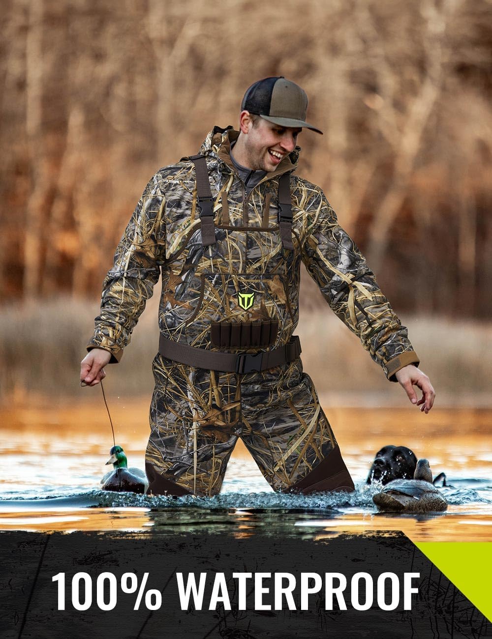 TIDEWE Hunting Waders with 200G Insulation Rubber Boots, Waterproof Cleated Neoprene Bootfoot Fishing Chest Waders - Image 2