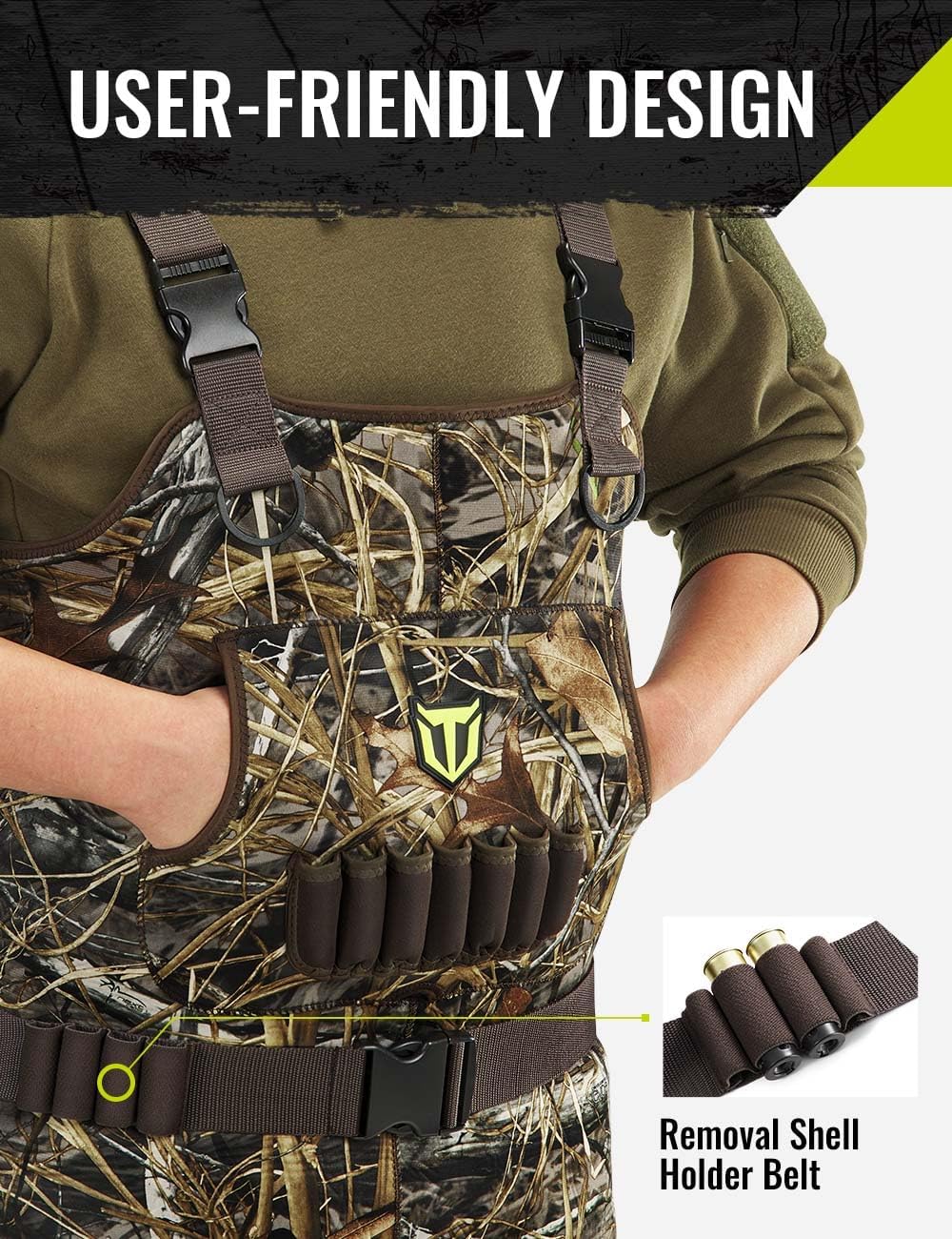 TIDEWE Hunting Waders with 200G Insulation Rubber Boots, Waterproof Cleated Neoprene Bootfoot Fishing Chest Waders - Image 5